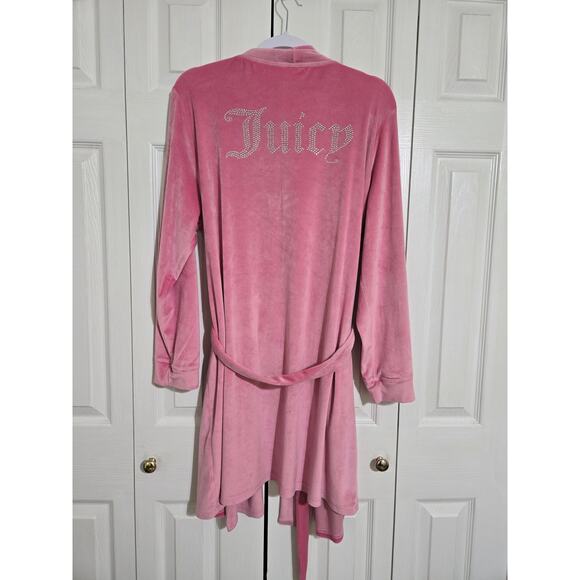Juicy couture l/xl women's pink fleece robe - Picture 6 of 11